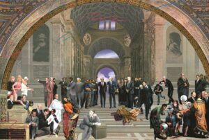 Modern School Of Athens Illustration Ray Lacey